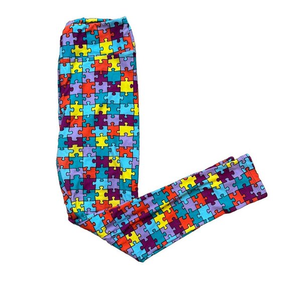 LulaRoe Autism Puzzle Piece Leggings - One Size - Picture 2 of 5